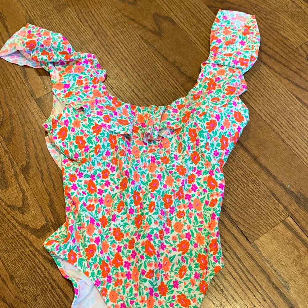 J Crew Floral Ruffle One Piece Swimsuit
